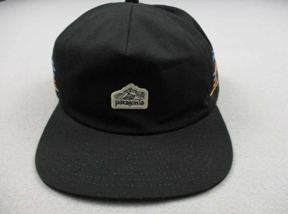 Patagonia Hat Cap Men Snapback Black Rainbow Stripes Netplus Mountain Logo